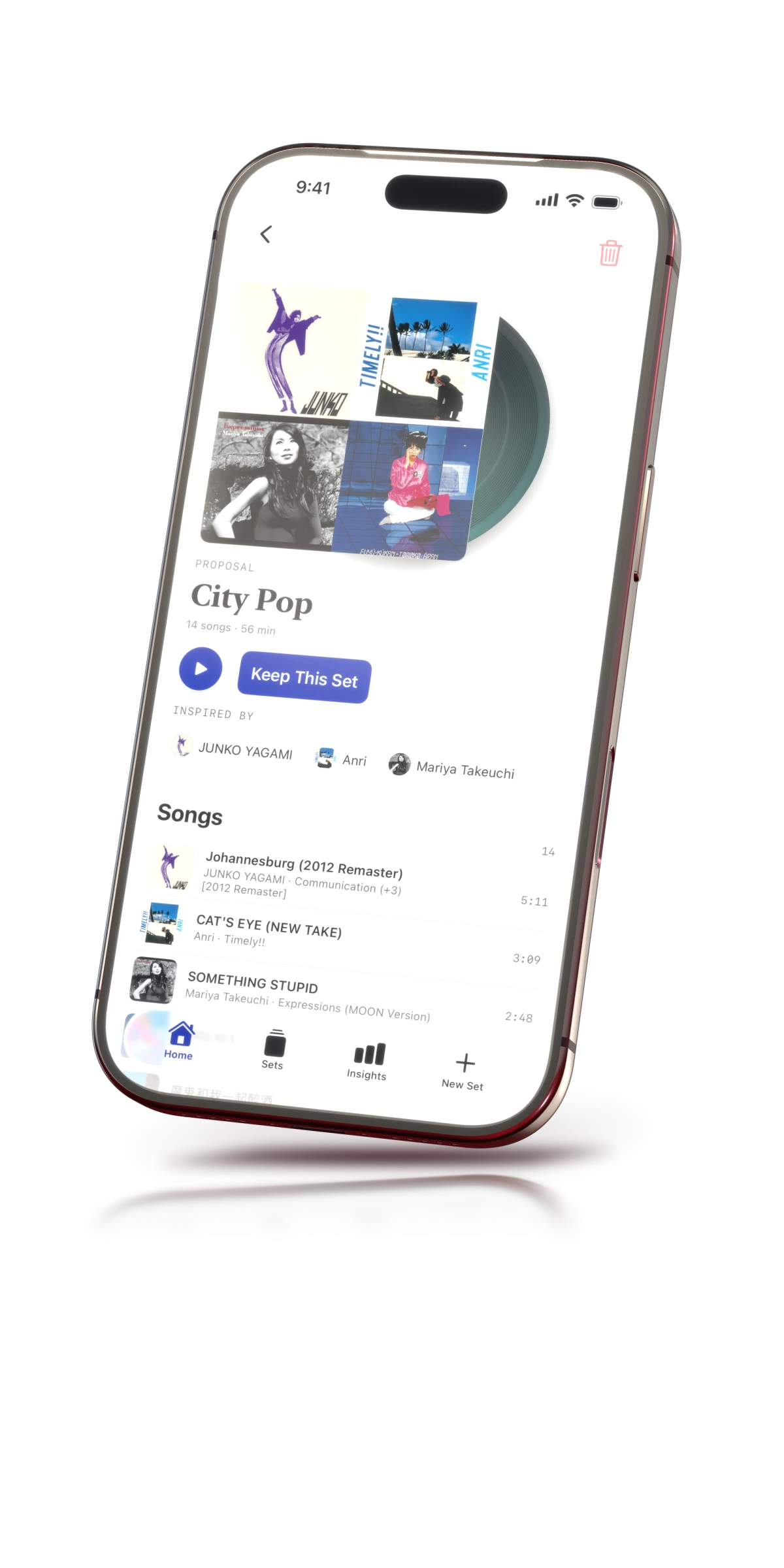 City Pop proposed as a complete Set in Setto Studio on a three-dimensional iPhone